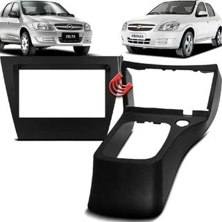 Moldura Painel 2 Din Central Multimidia Dvd Mp5 Preta Celta G2 07/16 Prisma 06/12 Fiamon 5959 em Oferta na Shopee