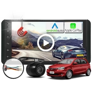 Kit Central Multimidia MP5 + Camera de ré + Moldura + Chicote Etios 12/14 AndroidAuto CarPlay em Oferta na Shopee