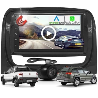Kit Central Multimidia MP5 + Camera + Moldura Grafite Palio Weekend Strada Siena AndroidAuto CarPlay em Oferta na Shopee