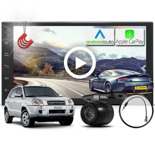 Combo Kit Central Multimidia MP5 + Camera de ré + Chicote Tucson 06/17 AndroidAuto CarPlay em Oferta na Shopee