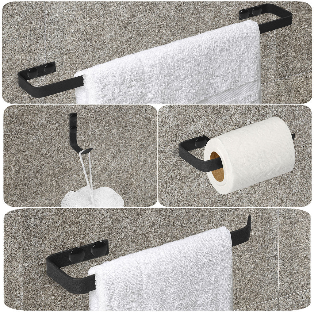 Kit Acessórios Para Banheiro Preto Fosco 4 Peças Quadrado