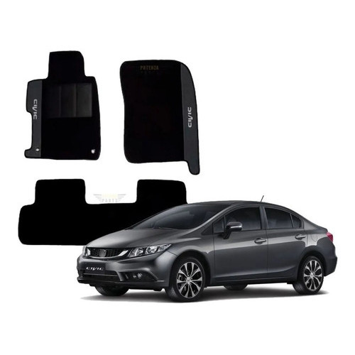 Tapete New Civic G9 2013 2014 2015 2016 Carpete Preto 03 Pçs