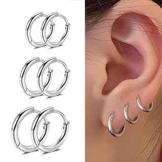 Kit Trio de Brincos Argola Aço Cirúrgico (3 pares) Hipoalérgico Masculino Feminino
