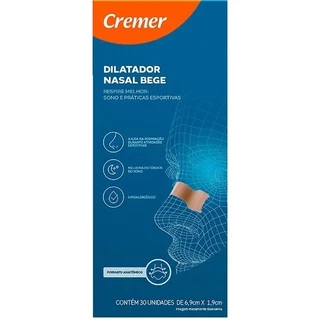 Dilatador Nasal Bege Respire Melhor Reduz o Ronco com 30 Unidades Hipoalergênico 6,5cm