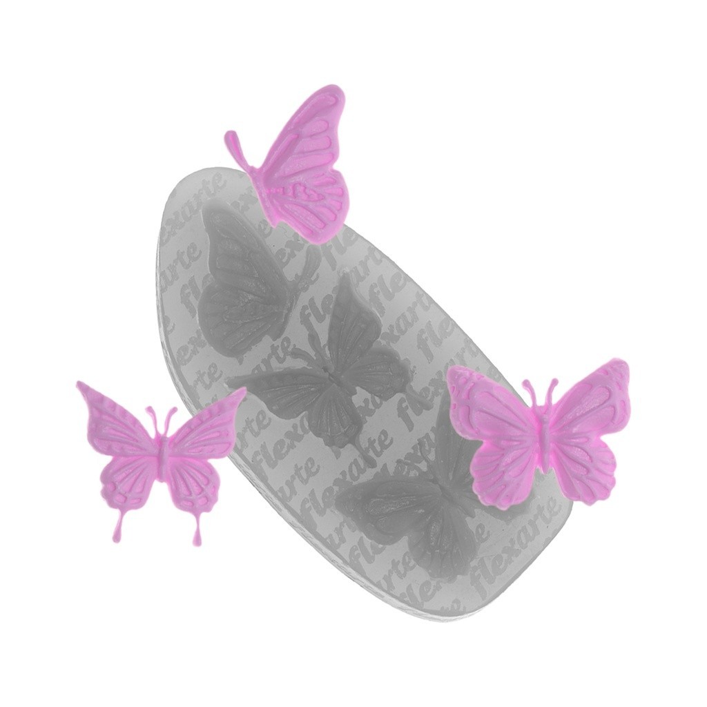 Molde Silicone 867 Trio de Borboletas Sole - Animais - FLEXARTE