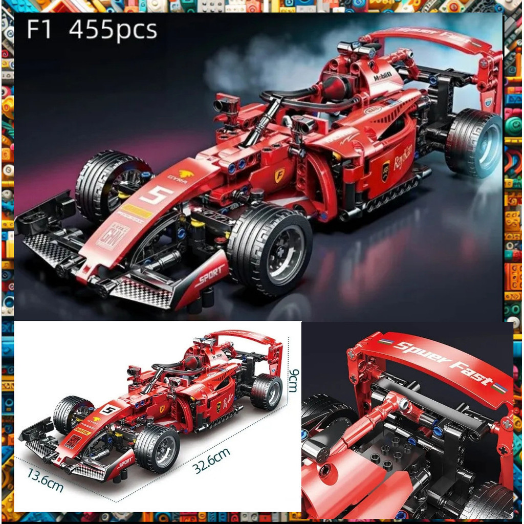 CARRINHO F1 BRINQUEDO DE MONTAR E CONSTRUIR BLOCO COM 455 PEÇAS