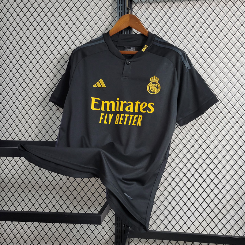 CAMISA DE TIME REAL MADRID PRETO DOURADO 2024 PROMOÇÃO 5.5 frete free ...