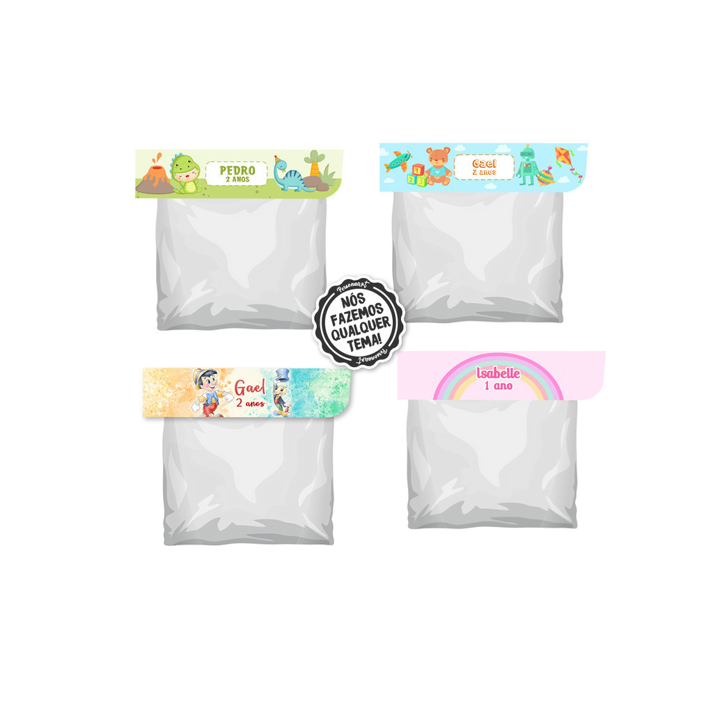12 Lapela com saquinho Personalizado Aplique Tag Topper Kit Festa ...