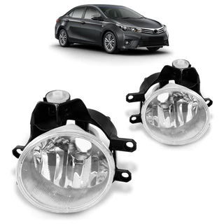Par Farol Milha Auxiliar Corolla 2015 2016 2017 2018 2019 2020 Carcaça Preta Lente Lisa