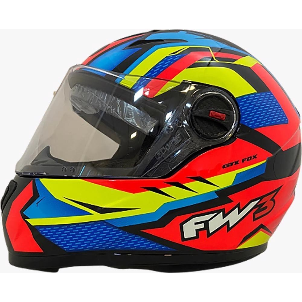 CAPACETE FW3 - GTX FOX LARANJA/AMARELO/AZUL (C/ OCULOS) N 60