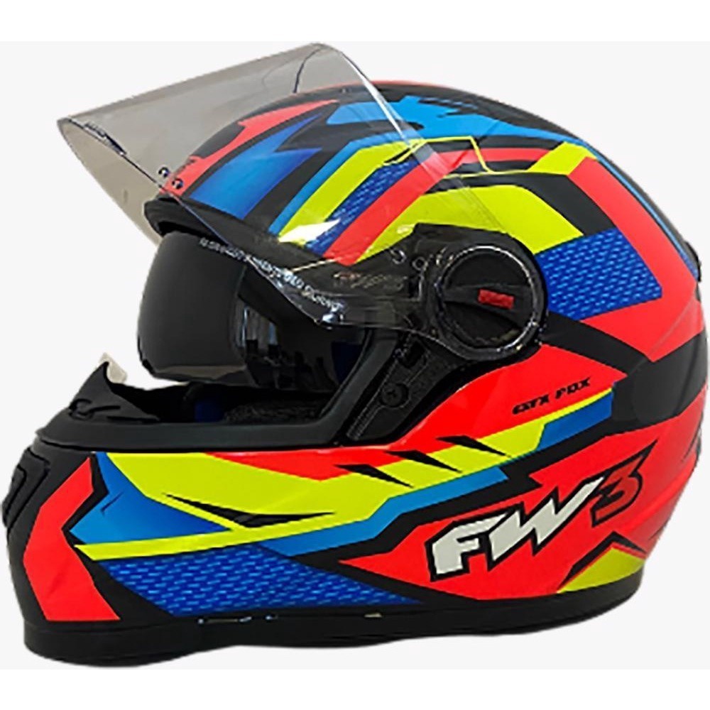 CAPACETE FW3 - GTX FOX LARANJA/AMARELO/AZUL (C/ OCULOS) N 60