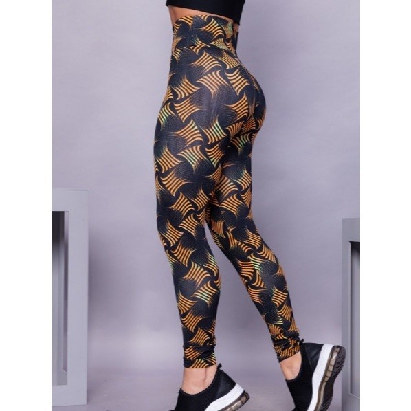 Fitness Esportivo Tie-Dye Skinny Calças de cintura alta Estampada