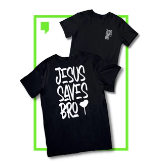 Camiseta Cristã Moda Evangélica Jesus Saves Bro 100% Algodão Básica Unissex Plus Size