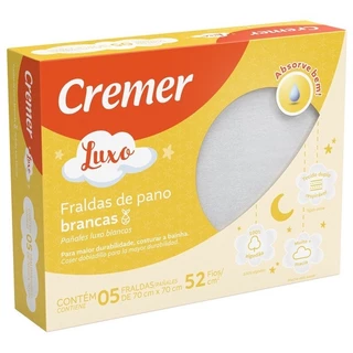Fralda de Pano Cremer Luxo Sem Bainha 52 Fios 100% algodão