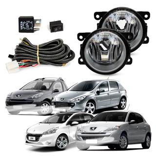 Kit Farol De Milha Peugeot 207 208 307 Hoggar Completo com Chicote para Instalação