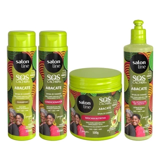 Kit Cabelos hidratados e definidos com SOS Cachos Abacate Linha Xongani & Cris Salon Line em Oferta na Shopee