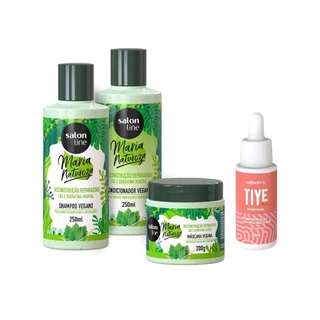 Kit Reconstrução Reparadora Maria Natureza + Serúm Uniformizador de Pele e Disfarce dos poros Tiye Salon Line em Oferta na Shopee