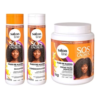 Kit Shampoo, Condicionador e Creme para Pentear SOS Cachos Óleo de Manga