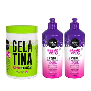 Kit 2 Cremes Cachos dos Sonhos + Gelatina Super Definição 1kg SaLon Line em Oferta na Shopee