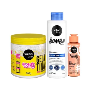 Kit Transição Capilar Shampoo + Gelatina + Óleo de Umectação Coco Salon Line em Oferta na Shopee