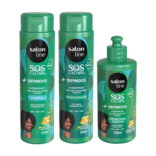 Kit Cachos Definidos e sem Frizz SOS Cachos +Definidos Salon Line em Oferta na Shopee