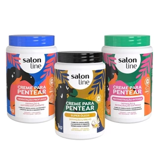 Cronograma Capilar com 3 cremes para pentear Salon Line