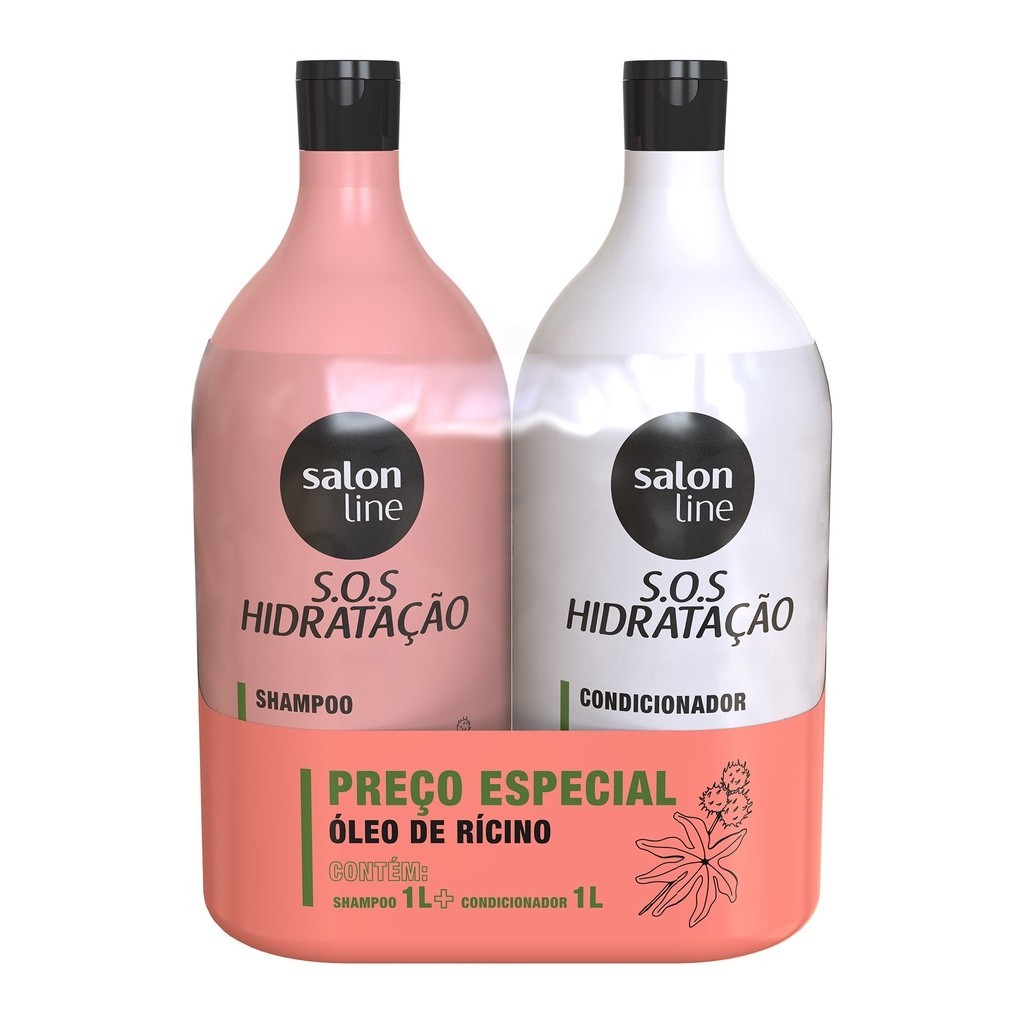 Kit S.O.S Hidratação Óleo de Rícino Shampoo e Condicionador Litrão ...