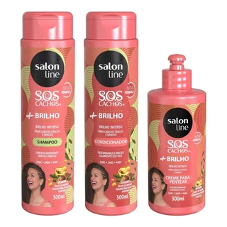 Kit Salon Line SOS Cachos + Brilho | Cabelos Brilhosos em Oferta na Shopee