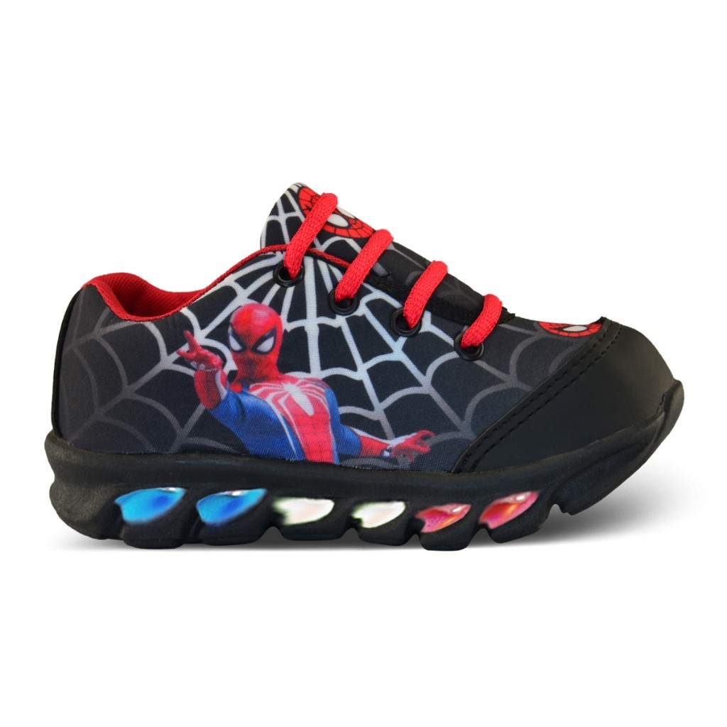 Tenis de led infantil homem aranha masculino com luz luzinhas
