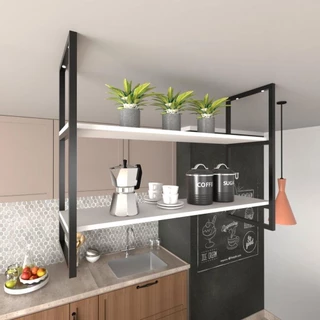 Nicho Industrial Suspenso Teto Cozinha prateleira industrial suspensa nicho industrial nichos para cozinha suporte para prateleira industrial E-Nichos