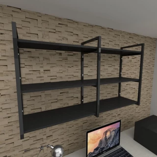 Prateleira industrial escritório aço preto 30cm preto ind11pes E-Nichos em Oferta na Shopee