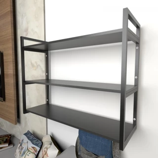 Prateleira industrial com três níveis cor preto 68x30x90 E-Nichos em Oferta na Shopee