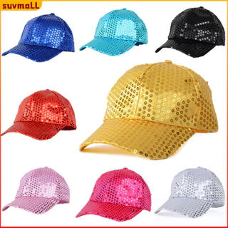 (SU) Mulheres Homens Lantejoulas Glitter Sequins Bonés De Baseball Snapback Hats Party Outdoor Ajustável