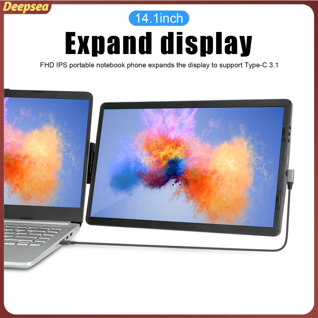 (suporte tipo c 3.1) 14,1 polegadas visual rico tela de expansão para laptop de de alta clareza dobrável fhd ips port
