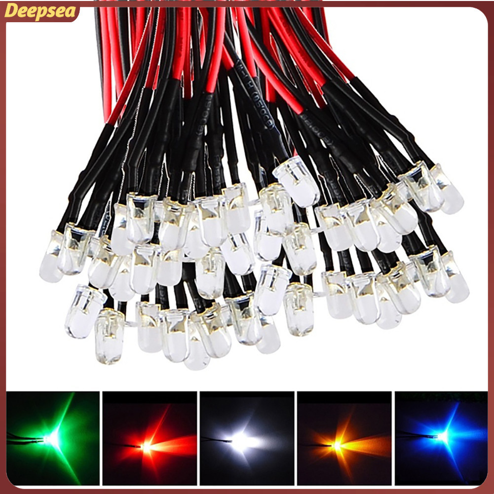 Lâmpada LED 10Pcs 20cm 3mm/5mm Para Cabo De Pré-Arame DC Luz De Diodo Emissor