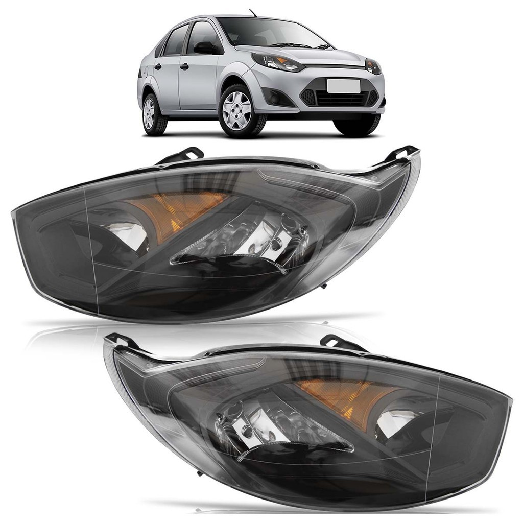 Par Farol Dianteiro Fiesta 2011 2012 2013 2014 Máscara Negra Foco Duplo Lente Lisa
