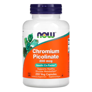 Chromium Picolinate 200 mcg Now Foods 250 Cáps Importado
