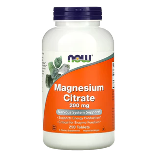 Citrato de Magnésio 200mg Now Foods 250 Tab Importado