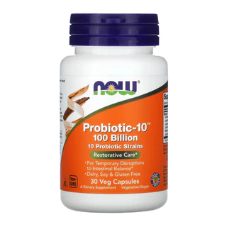 Probiotic-10 100 Bilhões Now Foods 30 Veg Capsulas