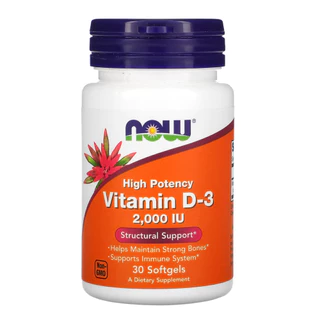 Vitamina D-3 2000IU Now Foods 30 Caps Softgels