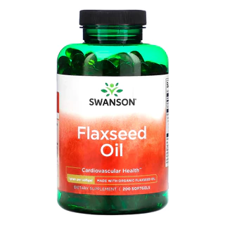 Óleo de linhaça 1g Swanson Flaxseed 200Soft Importado