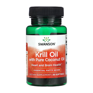 Óleo Krill com Óleo Coco Swanson 30 Softgels Importado