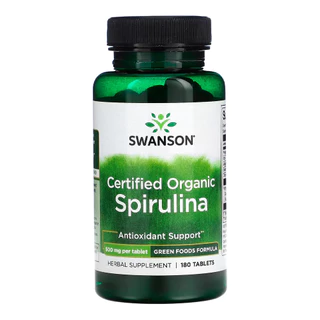 Spirulina Orgânica 500mg Swanson 180 Tablets Importado