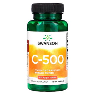 Vitamina C-500 e Rosa Mosqueta Swanson 100Caps Importado