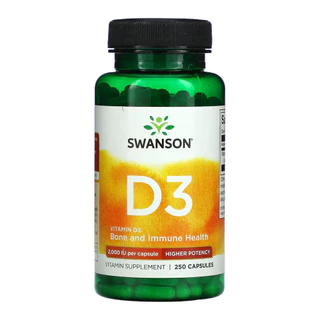Vitamina D3 50mcg Swanson 250 Cápsulas Importado