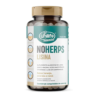 Lisina NoHerps 1200mg Unilife Sabor Laranja Acerola Romã