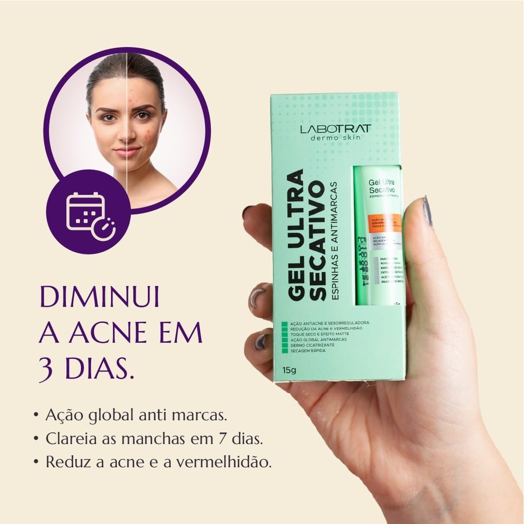 Gel ultra secativo de espinhas e antimarcas 15g labotrat | Shopee Brasil