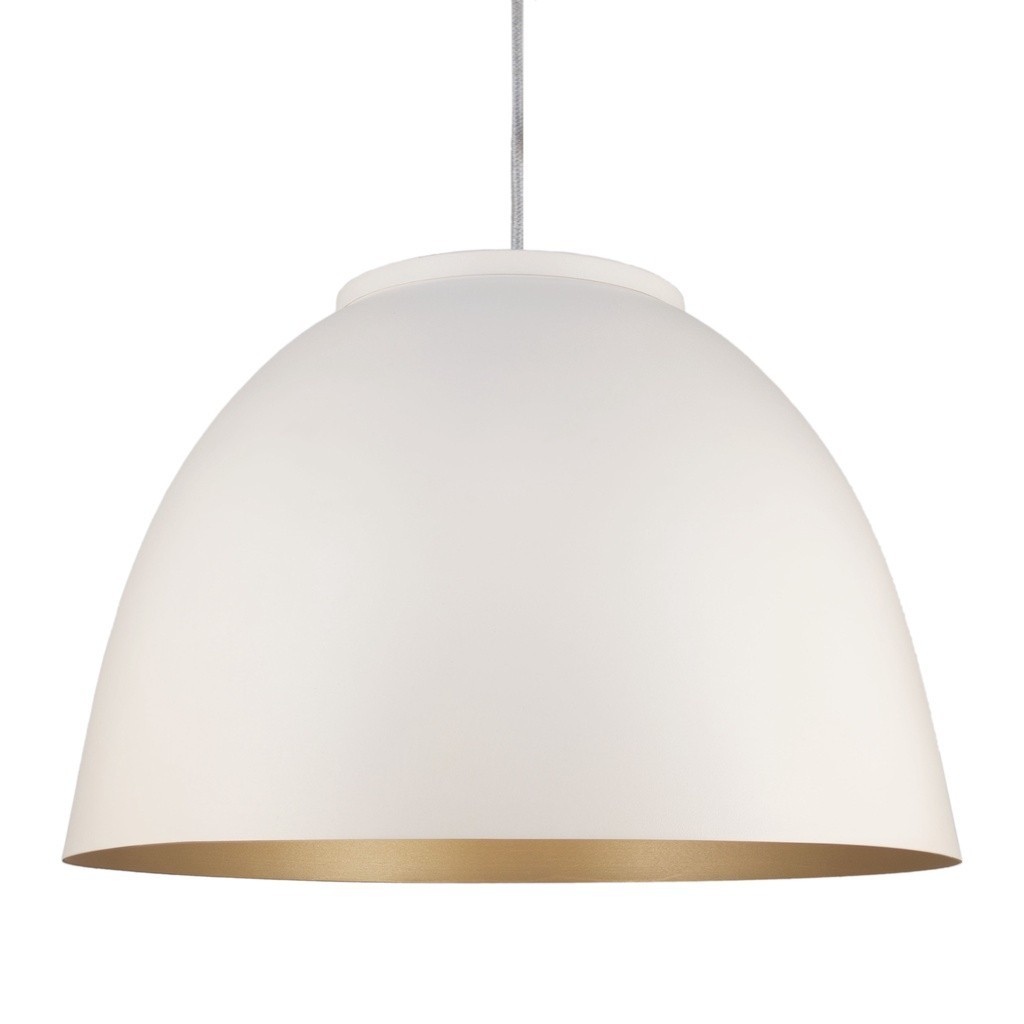 Luminária Pendente Branco Fosco Dourado Mate Mesa 45cm 1XE27