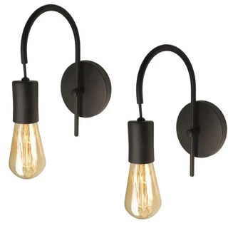 Kit 2 Arandelas Luminaria Parede Abajur Quarto Cama Preto Alumínio E27