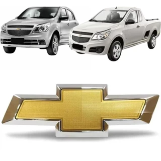 EMBLEMA AGILE MONTANA 2009 10 11 12 13 DIANTEIRO GRADE CHEVROLET DOURADO GRAVATA